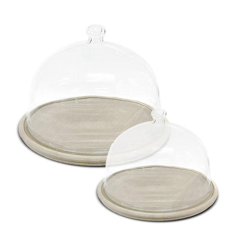 Wood Cheese Platter w/Glass Cloche